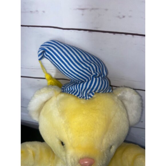 Vintage Animal Fair Teddy Bear Yellow Plush Sleeping Cap Star Moon‎ - Picture 5 of 7